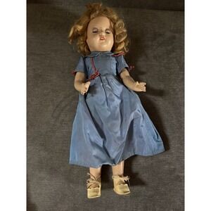Vintage 1940s Ideal Composition Shirley Temple Doll 18" With Flirty Eyes